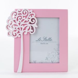 PORTAFOTO RESINA DEC. ALBERO ROSA 19,5×20 CM. int. 10×15 (8,40 AL PEZZO)