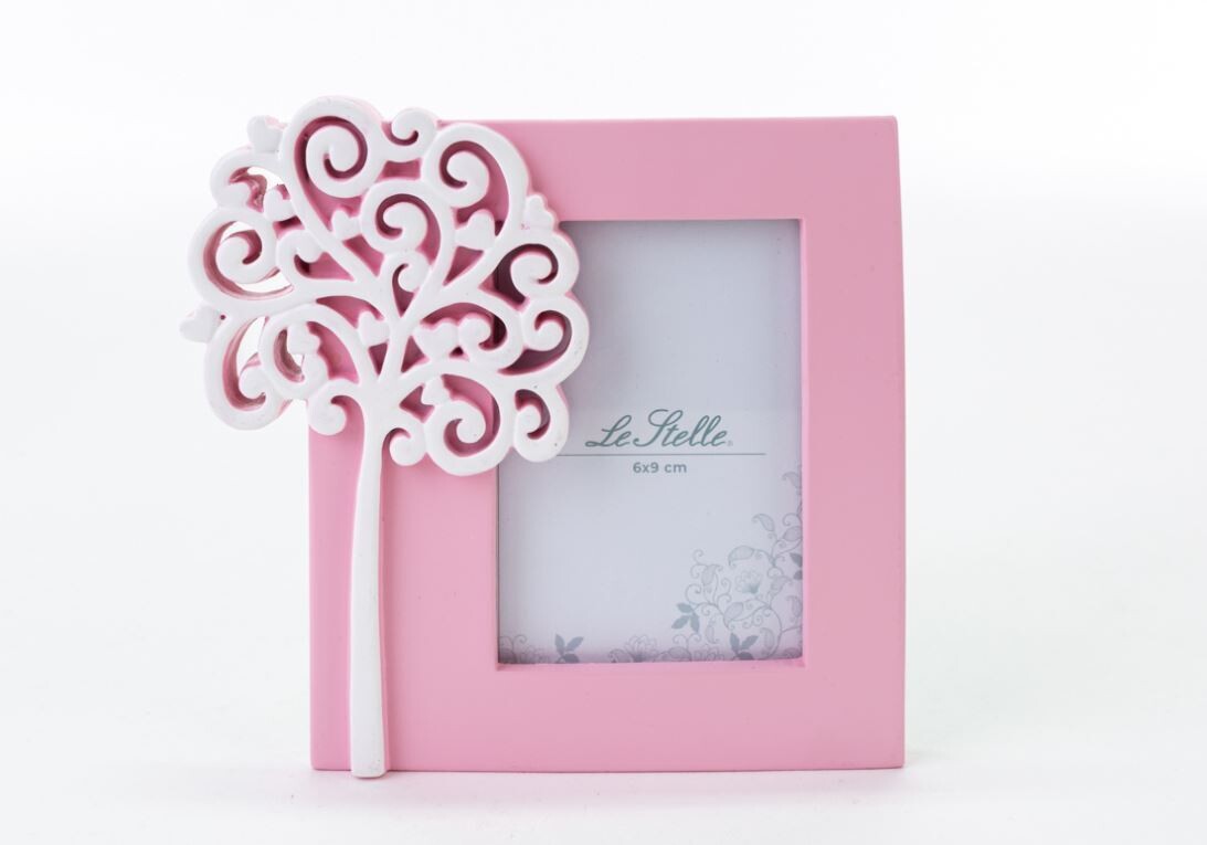 Bomboniera Portafoto Resina Albero Rosa