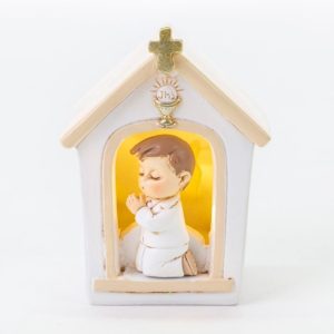 Bomboniera Bimbo Chiesa Comunione Led Resina 6 pz