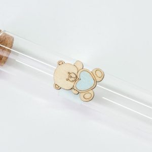 Bomboniera Provetta vetro orsetto celeste 24 pz