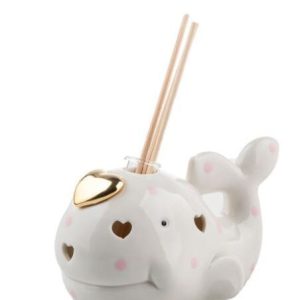 Profumatore balena rosa porcellana con Led Star Pz.1