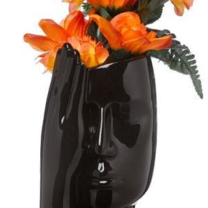 Bomboniera vaso volto mano nero con scatola 1 pz