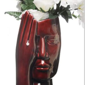 Bomboniera vaso volto mano bordeaux con scatola 1 pz