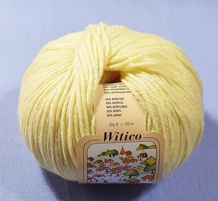 Witico 50% Lana 50% acr. 10 gomitoli colore 104 giallo paglierino gr. 50