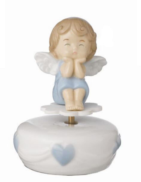 Bomboniera Ilary Queen Carillon Angelo cuori celeste Pz. 1