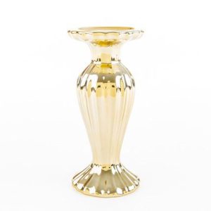 P/CANDELE PORCELLANA ORO 9,5×9,5xh. 21 cm. pz. 2