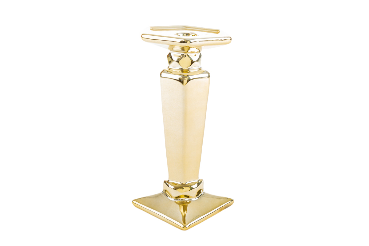 P/CANDELE PORCELLANA ORO 10,5×10,5xh.21 cm. pz. 2 - immagine 2