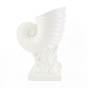 vaso conchiglia porcellana bianca 21x13xh.30cm