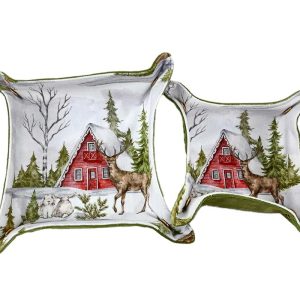 SET 2 PZ SVUOTATASCHE DECORO RENNA 20×20/25×25 cm. pz. 2