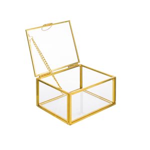 Scatola vetro oro vintage 10×8,5xh.5,5 cm. pz. 6