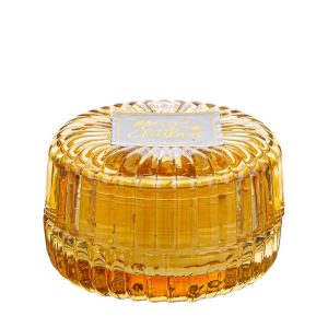 CANDELA SCATOLA VETRO NATALIZIA ORO d.8,5Xh.5,5CM