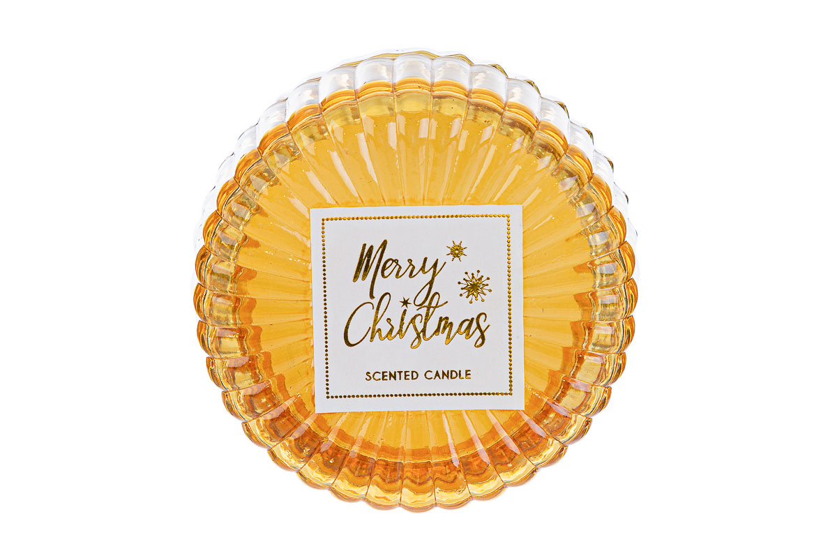 CANDELA SCATOLA VETRO NATALIZIA ORO d.8,5Xh.5,5CM - immagine 4