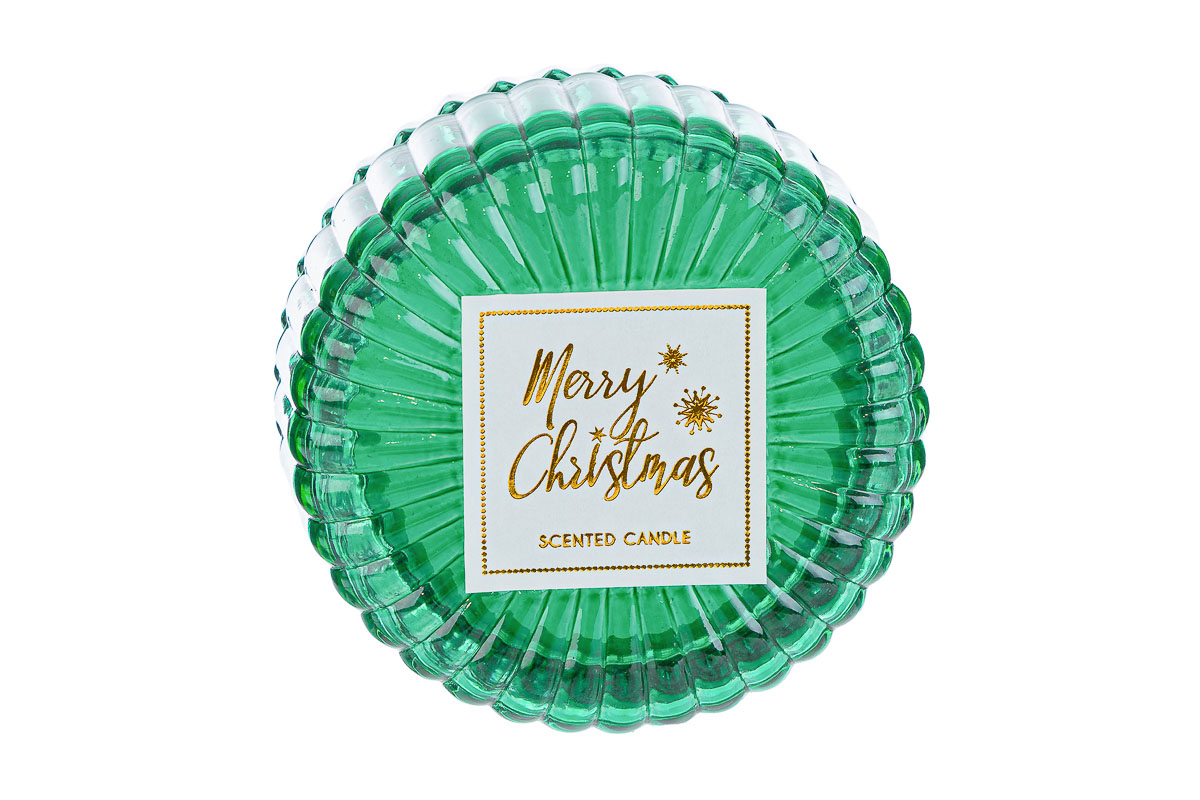 CANDELA SCATOLA VETRO NATALIZIA VERDE d.8,5Xh.5,5CM - immagine 4