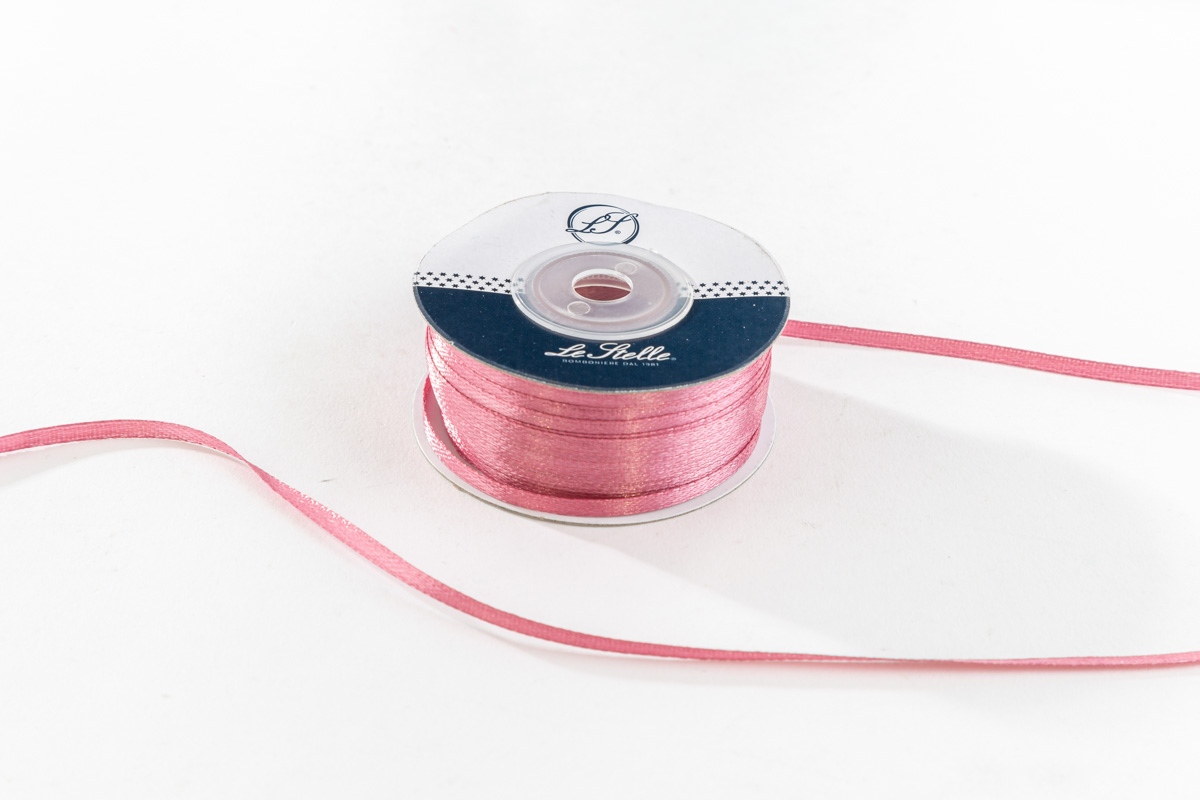Nastro Doppio Raso Rosa Antico 3Mm X 100M Pz. 10 - immagine 2