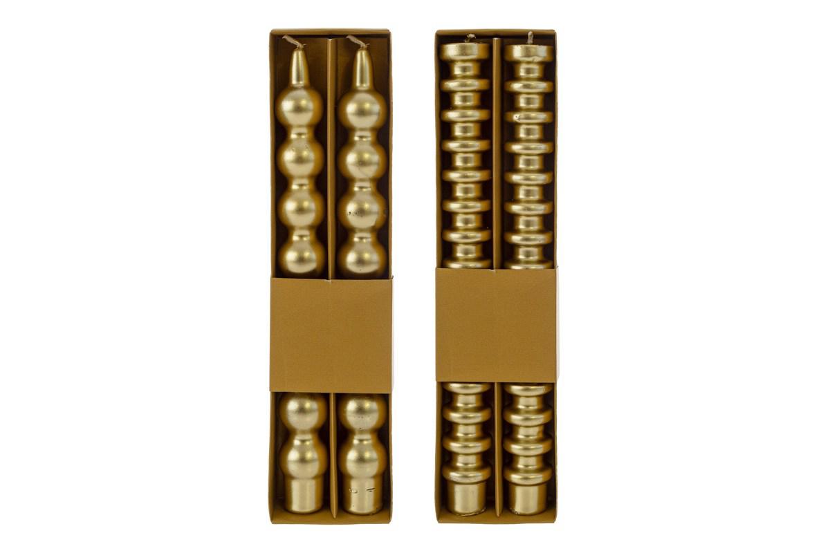 SET 2 CANDELE NATALIZIE 2 ASS. COL. ORO h.25 CM. PZ. 6 SET - immagine 2