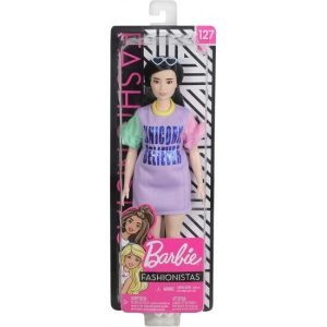 Barbie Fashionista, Bambola Mora con Vestito Unicorn Believer – FXL60