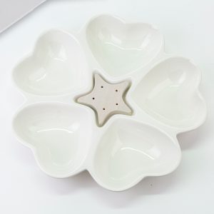 Antipastiera Cuori Porcellana Bianca C/Astuccio 28Xh.5 Cm