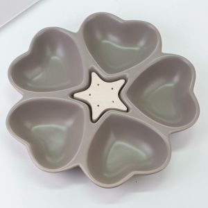 Antipastiera Cuori Porcellana Grigio C/Astuccio 28,5Xh.5 Cm