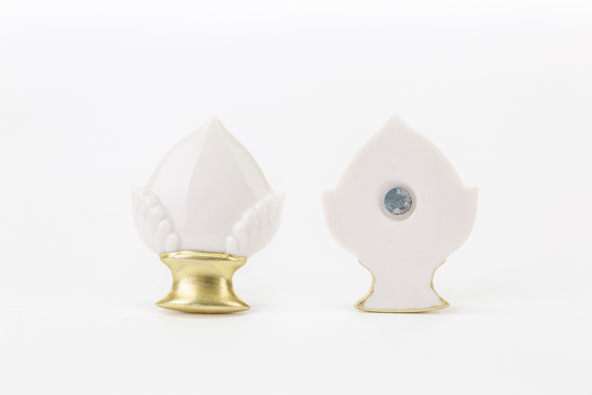 CALAMITA POMO PORCELLANA BIANCO5,5×6,5CM Pz. 12 - immagine 2