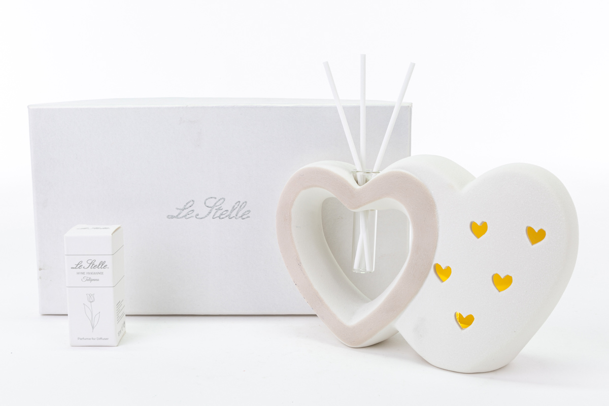 Profumatore Cuori Porcellana Led17,5X6Xh.11,5 Cm C/Astuccio