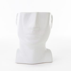 vaso testa uomo porcellana bianco 16,5xh.21,5 cm