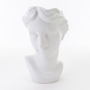 vaso testa donna porcellana bianco 22,5×19,5xh.31 cm