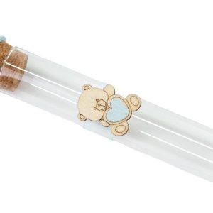 Bomboniera Provetta vetro orsetto celeste 240 pz  (0,65 al pz.)