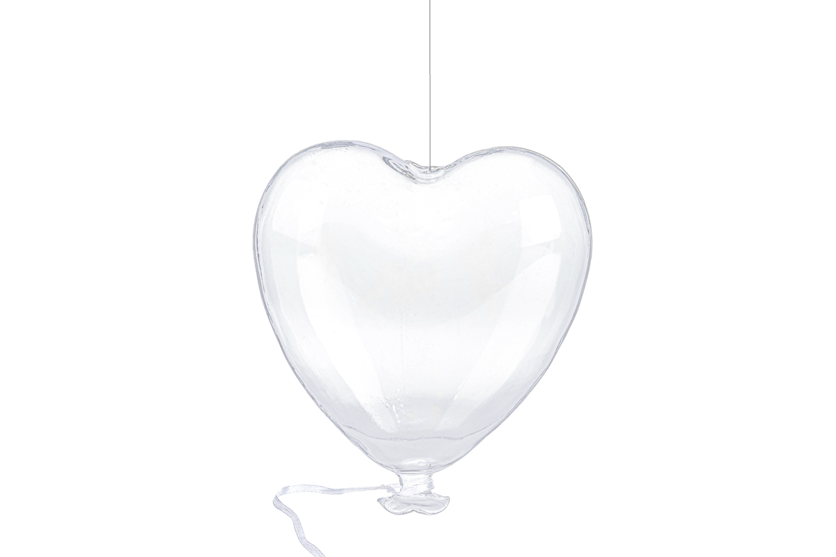 Cuore Vetro Appendino 12X13,5Cm Pz. 6