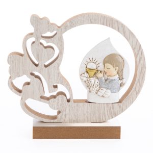 bimba prima comunione legno/resina 12,5x3xh.11 cm