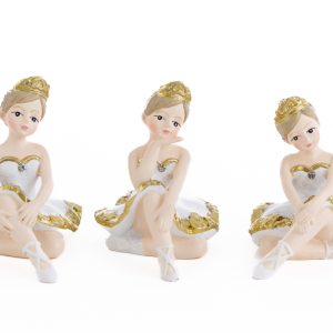BALLERINA RESINA BIANCO ORO 3 ASS.5×7,5xh.6 CM Pz. 12