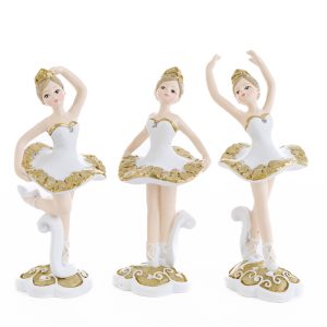 BALLERINA RESINA BIANCO ORO 3 ASS.5x5xh.12,5 CM Pz. 6