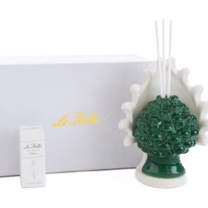 profumatore pigna porcellana verde 12,5x9xh.15cm c/astuccio