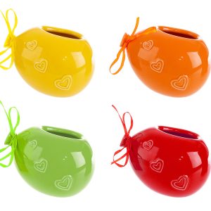 Bomboniera Vasetto Palloncino Porcellana 4 Ass. 12X9,5Xh.8,5 Cm. Foro ovale 3,5 x 5 cm. Pz. 4