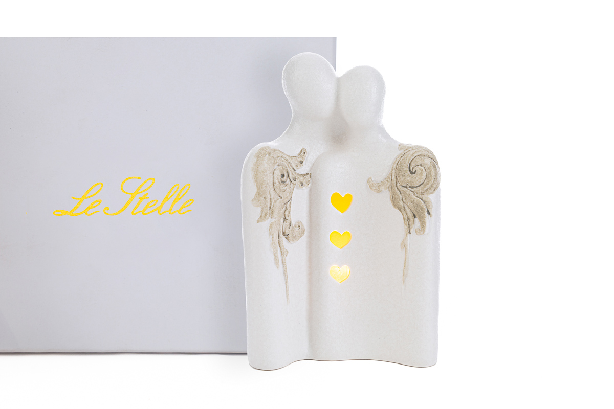 coppia sposi porcellana led 10x7xh.16cm c/astuccio