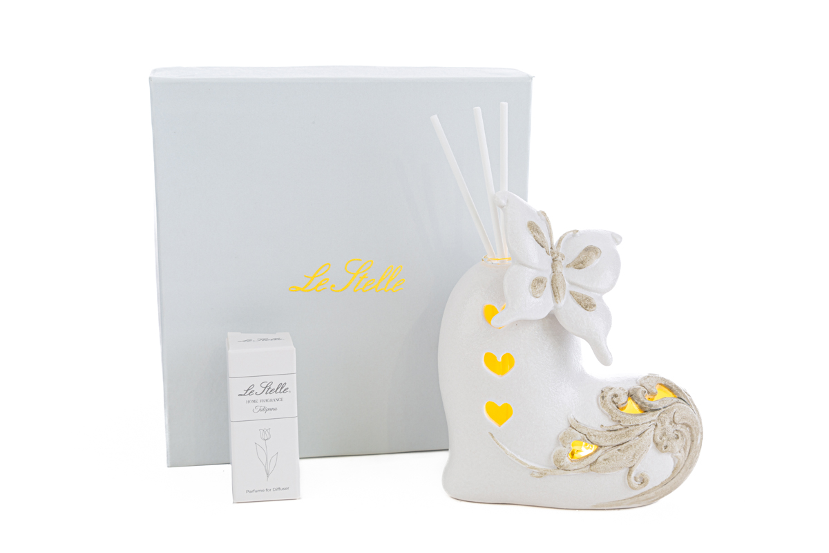 profumatore cuore porcellana led11x8xh.13,5cm c/astuccio