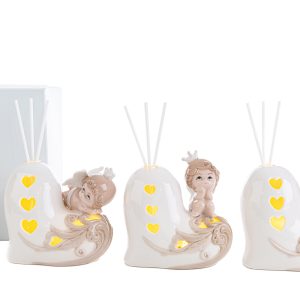 PROFUMATORE ANGELO SU CUORE LED3ASS. 11×6,5xh.12CM C/ASTUCCIO Pz. 3