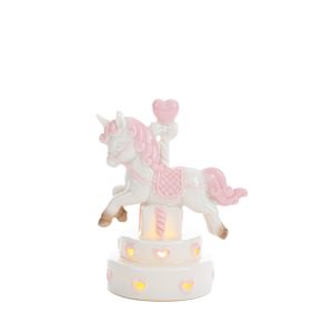 UNICORNO PORCELLANA LED ROSA 7,5×5,5xh.9,5CM Pz. 4
