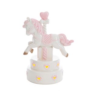 unicorno porcellana led rosa 12x8xh.15cm