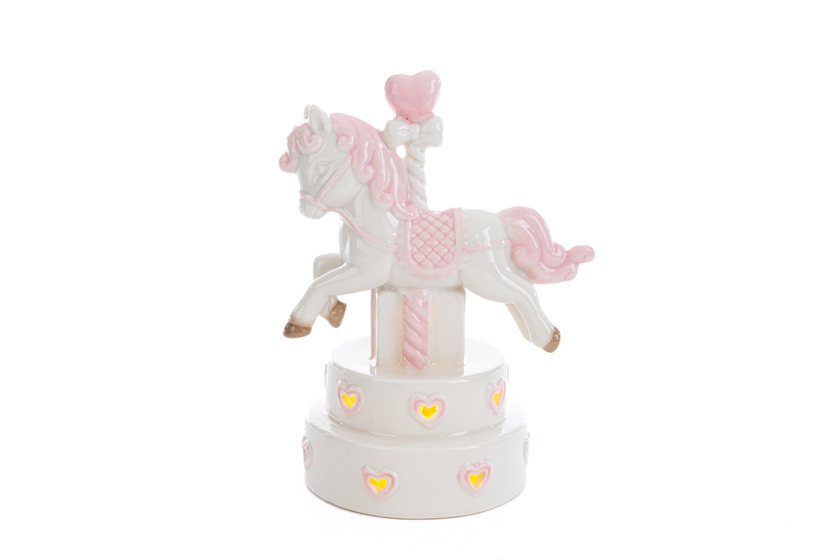 unicorno porcellana led rosa 12x8xh.15cm - immagine 2