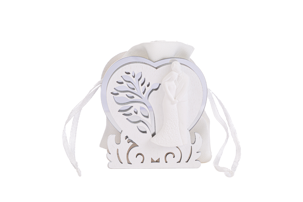 PORTA SACCHETTO SPOSI ARGENTO 4×6,5xh.7CM Pz. 48 - immagine 2