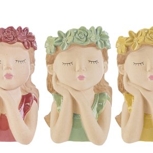 vaso ceramica girl 3 ass. 17,5xh.25,5 cm. pz. 3