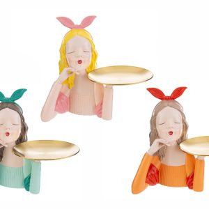 vassoio girl resina pz. 3 ass. 26x14xh.27 cm.