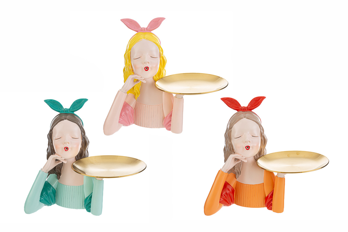 vassoio girl resina pz. 3 ass. 26x14xh.27 cm. - immagine 2