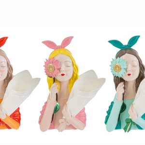 vaso girl resina pz. 3 ass. 25x13xh.34 cm.