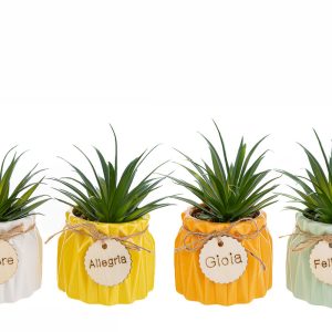 vasetto piantina artificiale pz. 4 ass.d.10,5xh.17,5 cm.