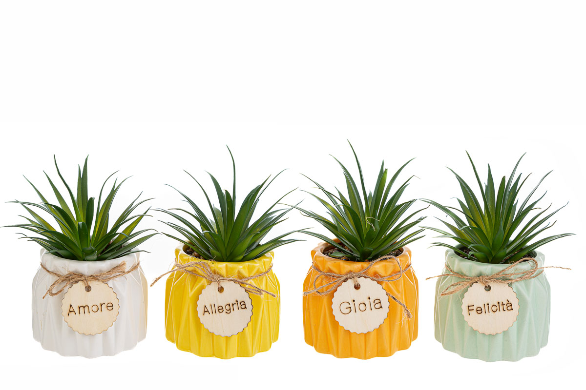 vasetto piantina artificiale pz. 4 ass.d.10,5xh.17,5 cm. - immagine 2