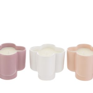 candela fiore ceramica 3 col. ass.10x10xh.10 cm. pz. 3