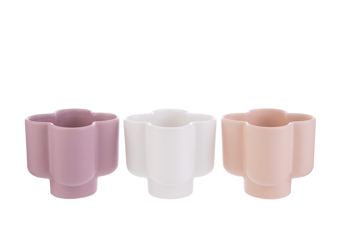 vasetto fiore ceramica 3 col. ass.10x10xh.10 cm. pz. 3