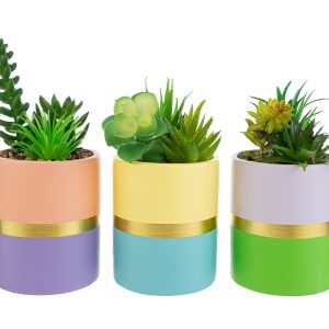 vasetto piantina artificiale 3 col.ass.d.8xh.14 cm pz. 6