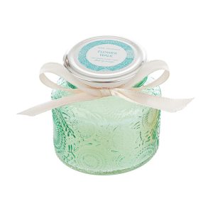 candela profumata col. verde diam.9xh.8cm  pz. 3 con shopper 13693